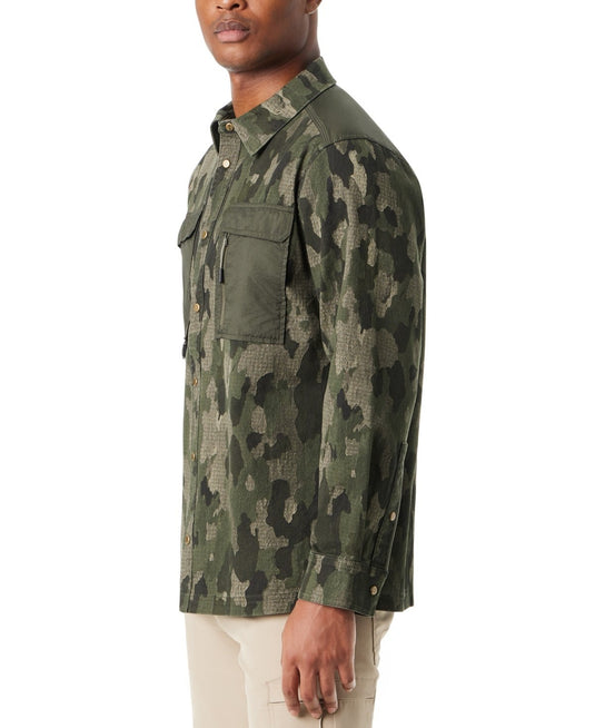 Translation missing: en.Bass Outdoor Shirt Jacket Men's Medium Camo Green Relaxed Fit Worker Stretch