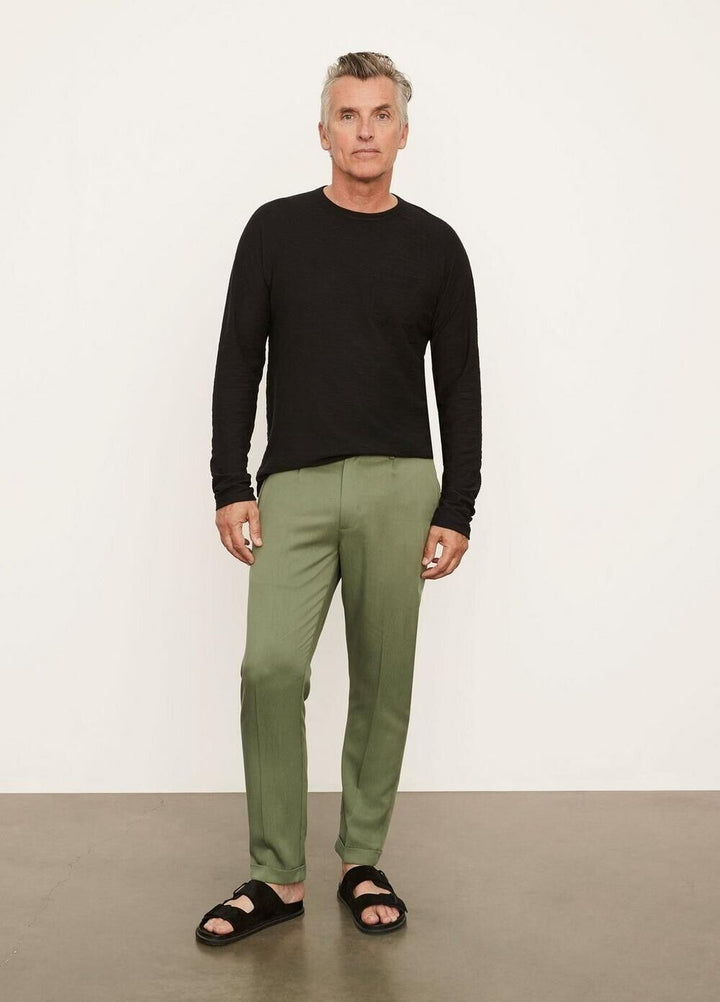 Translation missing: en.Vince Men's 100% Lyocell Solid Cuffed Regular Fit Pants in Yucca Pine-Size 34