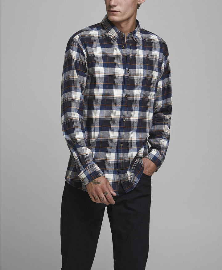 Translation missing: en.Jack &amp; Jones Men's Slim Fit Classic Check Shirt in Whisper White Multi-2XL