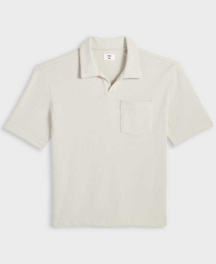Translation missing: en.Mode of One Men's Textured Knit Polo Shirt Relaxed Fit Bleached Oak-2XL