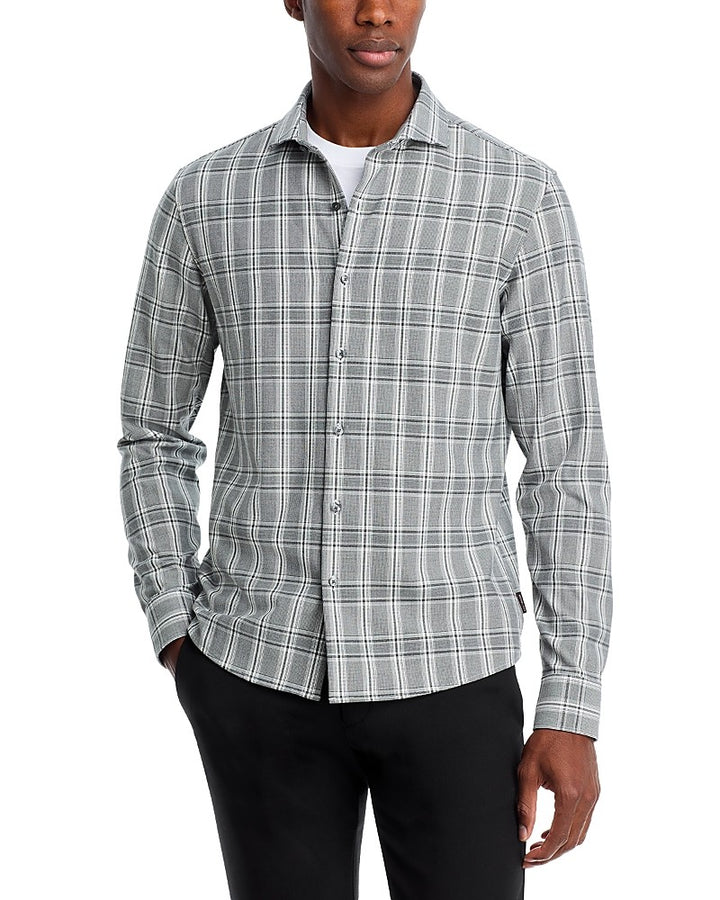 Translation missing: en.Michael Kors Men's Slim-Fit Stretch Prince of Wales Check Shirt Black-2XL