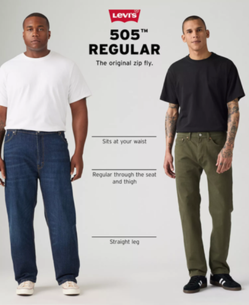Translation missing: en.Levi's Men's 505 Non Stretch Jeans in Med Stonewash-38x32