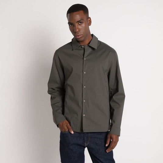 Translation missing: en.Calvin Klein Button-Up Shirt Jacket Men's Small Beluga Grey Cotton-Nylon Stretch