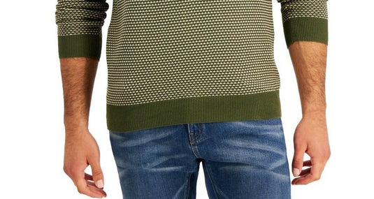 Translation missing: en.Club Room Men's Elevated Tonal Textured Sweater in Olive Green-Size XL