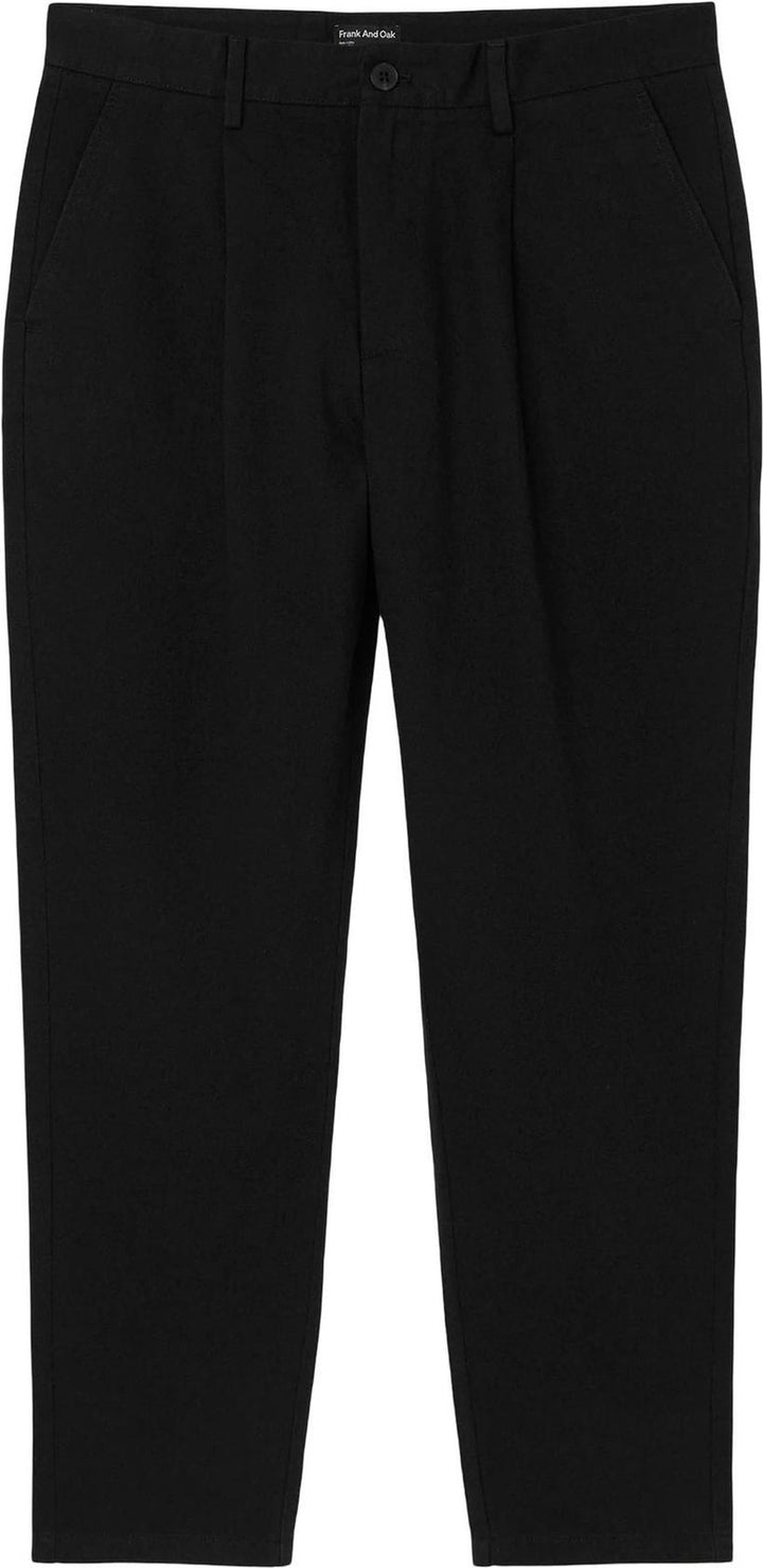 Translation missing: en.Frank &amp; Oak Men's Jamie Relaxed-Tapered Fit Cropped Pleated Chino Pants Black-36