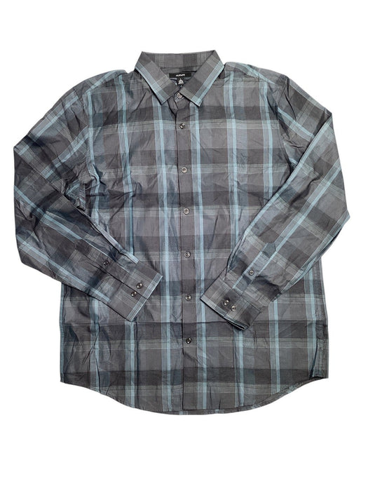Translation missing: en.Alfani Men's Lomia Regular-Fit Plaid Dobby Button-Down Shirt Deep Black - Medium