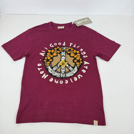 Translation missing: en.AGTAWH All Good Things T-Shirt Men's Small Cabernet Peace &amp; Good Things Embroid