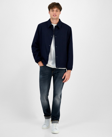 Translation missing: en.Hugo Boss Men's Baksi Slim-Fit Coach Jacket Poly/Wool Blend Navy-XL