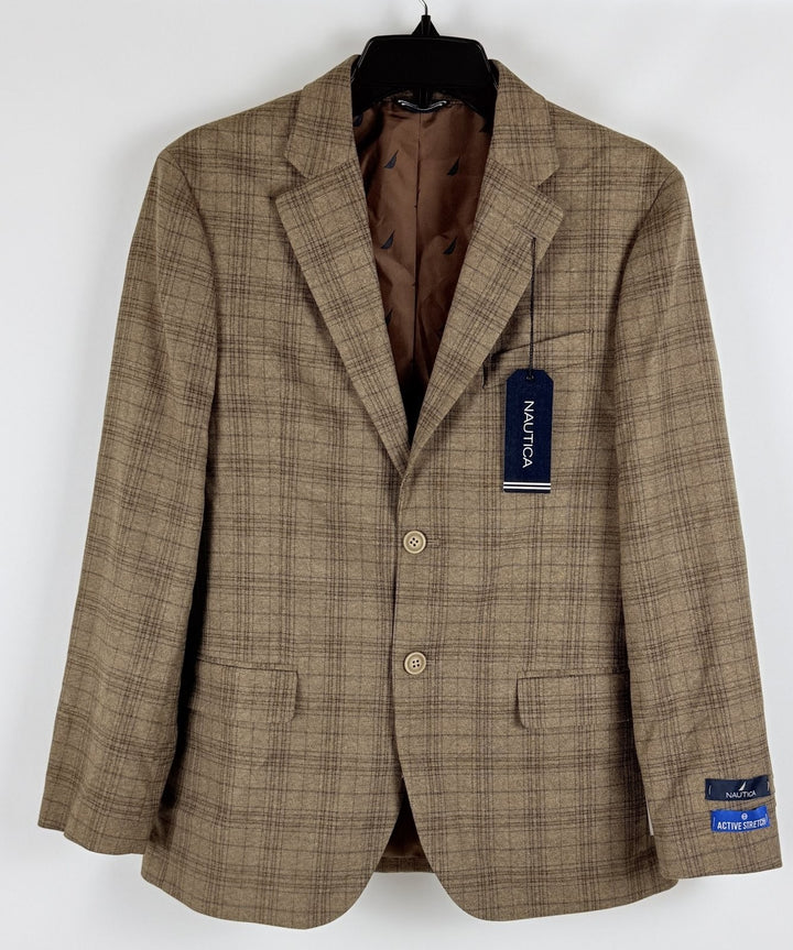 Translation missing: en.Nautica Men's Modern-Fit Branford Plaid Sport Coat Brown Blue Plaid-36S