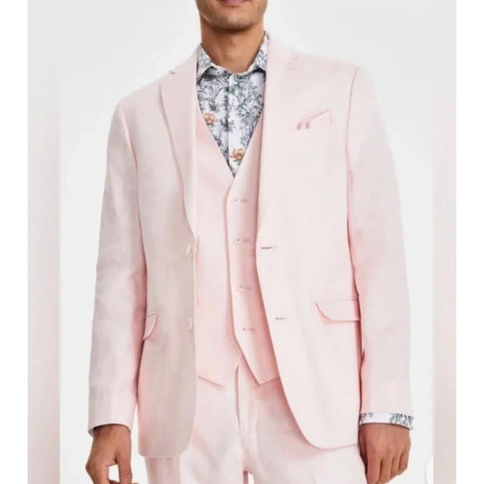 Translation missing: en.Bar III Sport Coat Men's 40S Solid Pink Slim-Fit 100% Linen Fully Lined