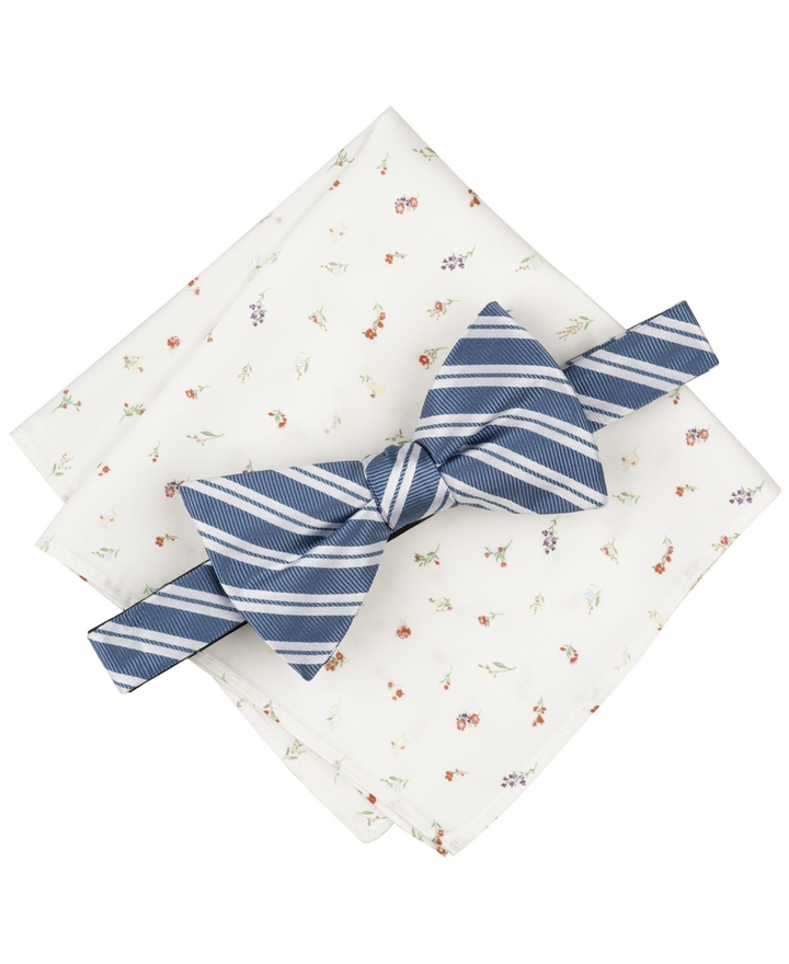 Translation missing: en.Bar III Men's Textured Bow Tie &amp; Pocket Square Set Wedding Formal Volume Pricing
