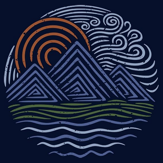 Translation missing: en.Zuni Men's Lost Gods Outdoor Lines Waves Pull Over Hoodie Navy Blue - Small