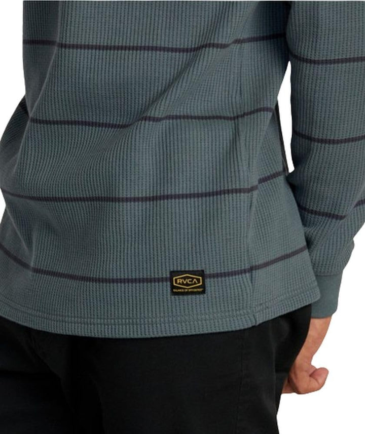 Translation missing: en.RVCA Men's Day Shift Thermal Stripe Long Sleeve T-Shirt Balsam Green, Medium