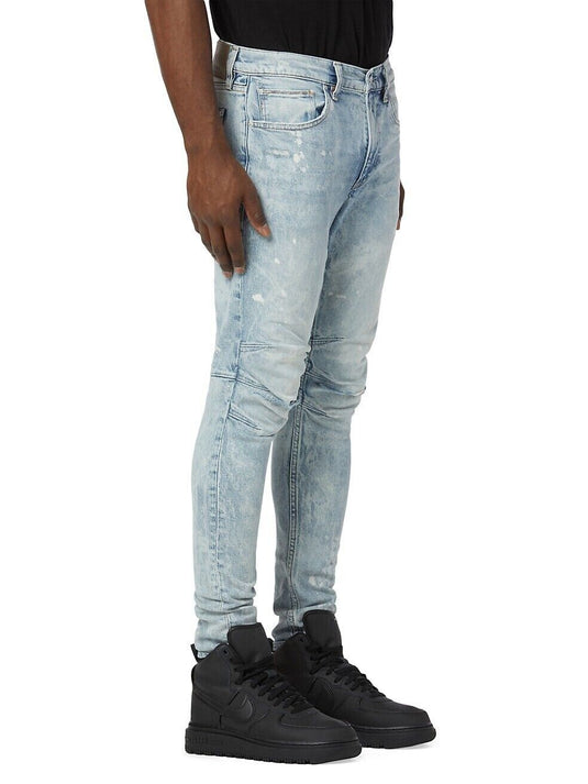 Translation missing: en.Hudson Men's Zack Skinny Fit Moto Biker Jeans In Mineral Blue-30/32