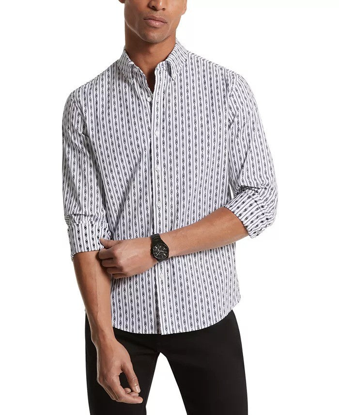 Translation missing: en.Michael Kors Men's Slim Fit Empire Printed Button Shirt - White Multi-Small