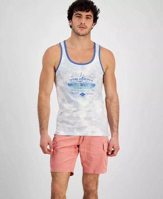 Translation missing: en.Sun + Stone Men's Cotton/Spandex 8" Cargo Shorts in Coral Garden-Size XL