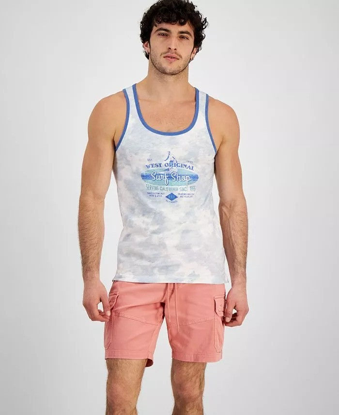 Translation missing: en.Sun + Stone Men's Cotton/Spandex 8" Cargo Shorts in Coral Garden-Size XL