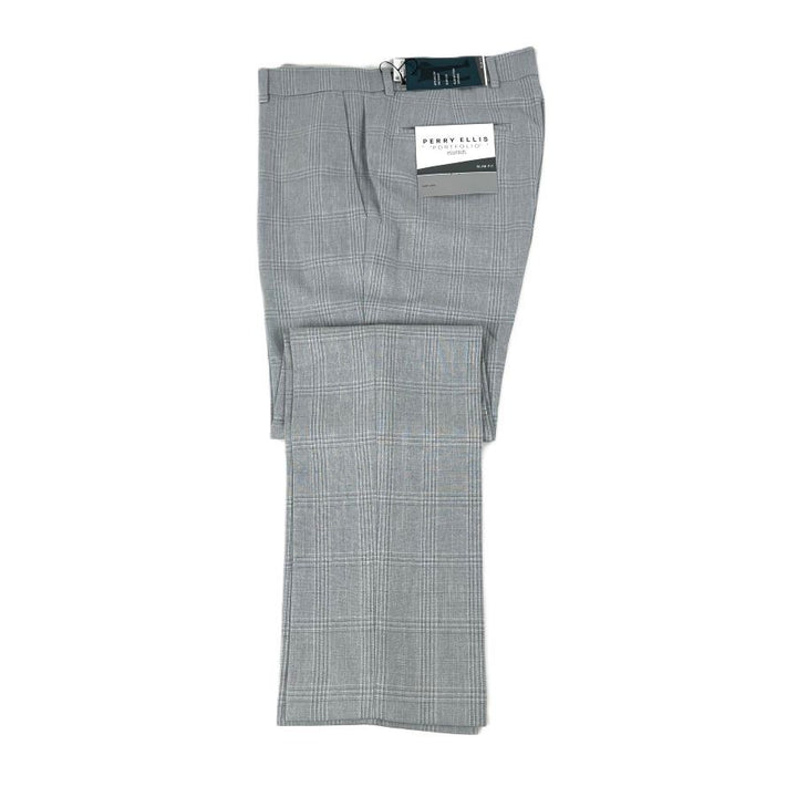 Translation missing: en.Perry Ellis Portfolio Men's Slim-Fit Flat Front Twill Pants - Light Grey-30x32
