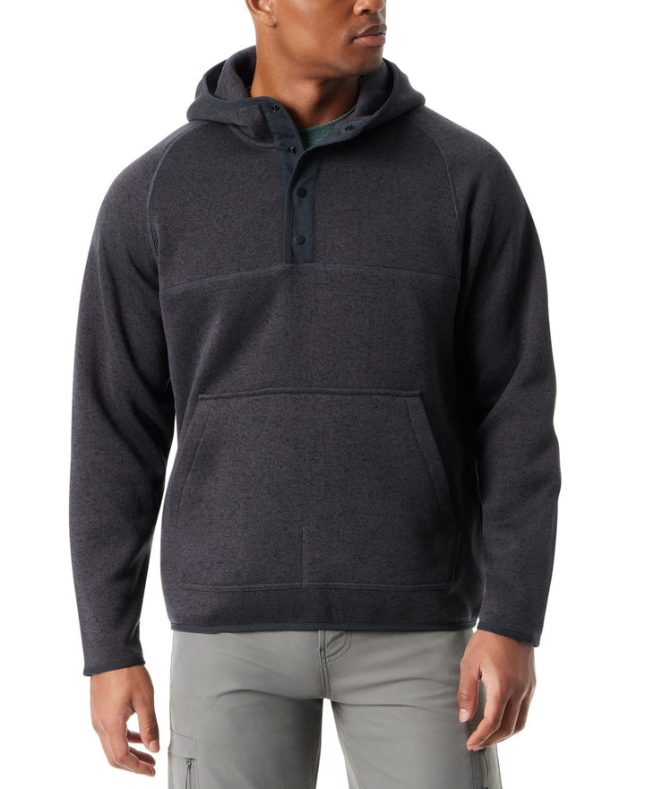 Translation missing: en.Bass Outdoor Hoodie Men's Large Black Beauty Regular-Fit Mixed-Media 1/4-Snap