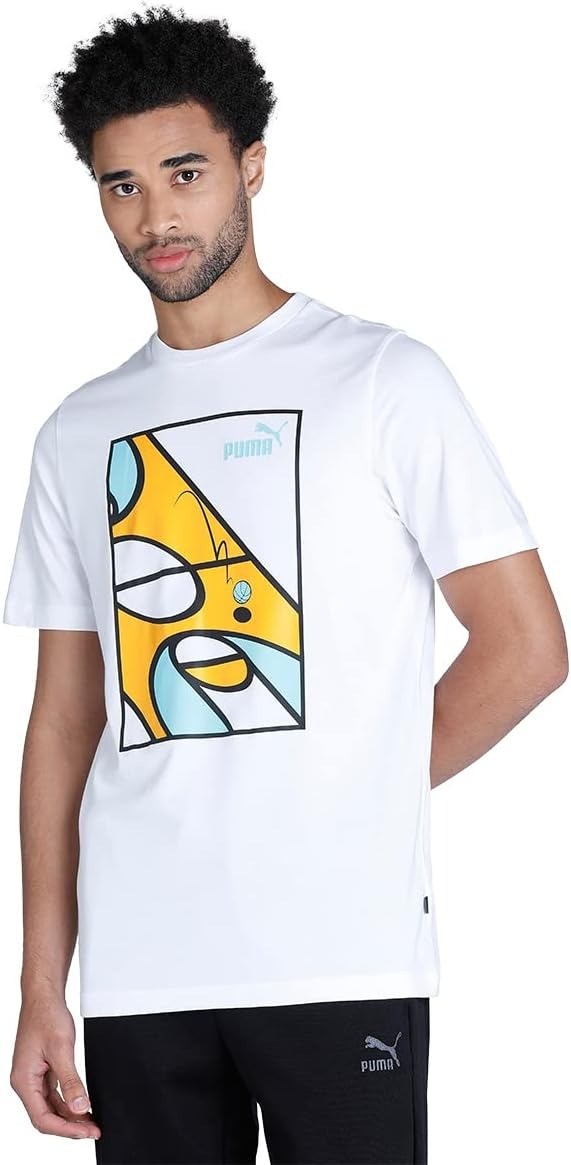 Translation missing: en.Puma Men's Crewneck Graphic Court Basketball Short Sleeve T-Shirt White-XL