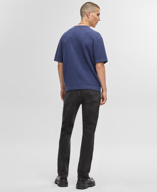 Translation missing: en.Mode of One Sweater Caspian Blue Size Large Relax-Fit Short-Sleeve Crewneck Mens