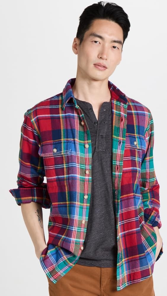 Translation missing: en.Polo Ralph Lauren Men's Reg-Fit Bedford Suede-Patch Twill Workshirt Multi-Medium