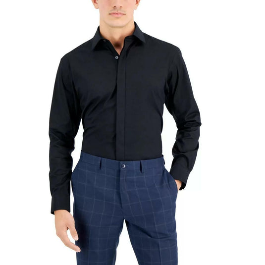 Translation missing: en.Alfani Slim fit Dress Shirt 16-16.5 34/35 Black Convertible-Cuff