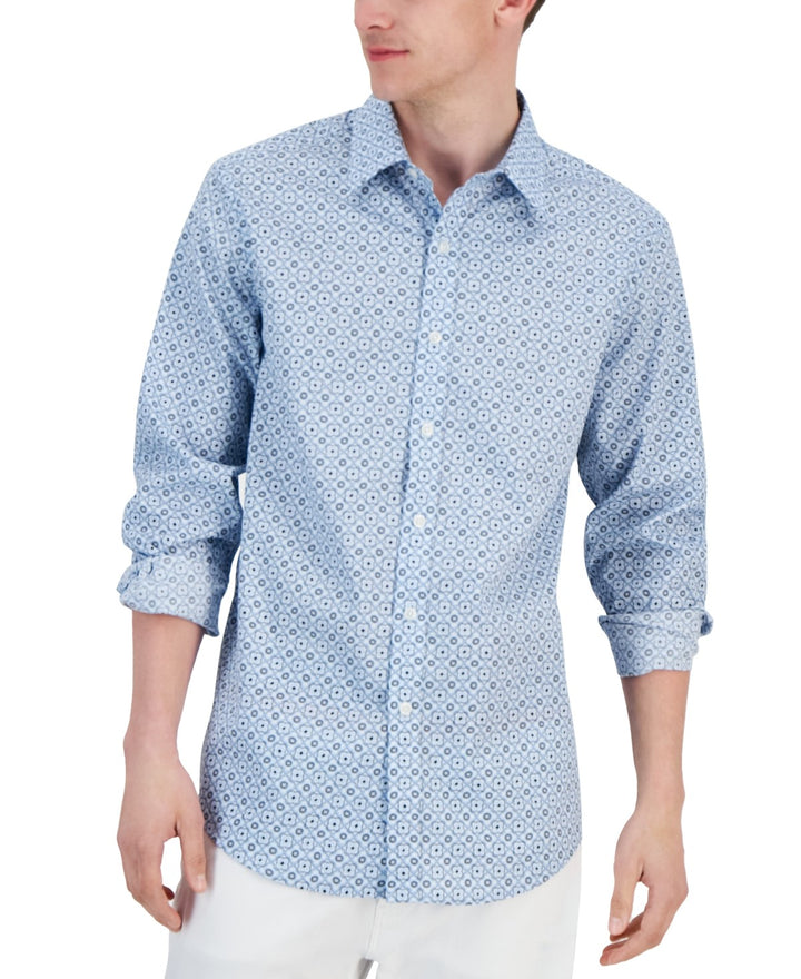 Translation missing: en.Club Room Men's Cotton Elevated Terolo Medallion Shirt Blue Combo-XL