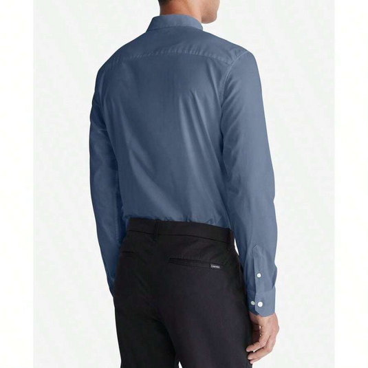 Translation missing: en.Calvin Klein Men's Slim-Fit Refined Button-Down Shirt Infinity Blue-XL