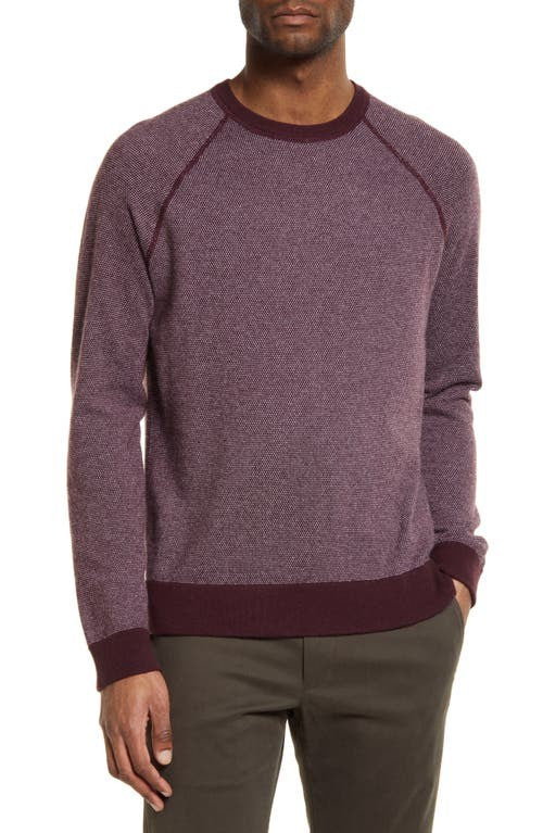Translation missing: en.Vince Mens Birdseye Wool &amp; Cashmere Raglan Sweater in Deep Wine-XL