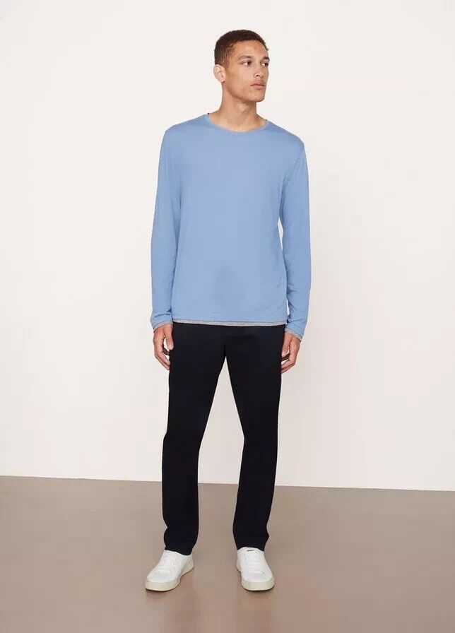 Translation missing: en.Vince Men's Pima Lightweight Double Layer T-Shirt Colony Blue/ H Grey-Medium