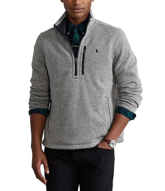 Translation missing: en.Polo Ralph Lauren Mens Fleece Mockneck Pullover in Andover Heather-Size Small
