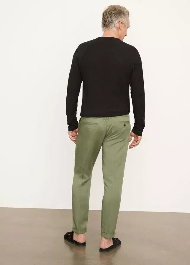 Translation missing: en.Vince Men's 100% Lyocell Solid Cuffed Regular Fit Pants in Yucca Pine-Size 34