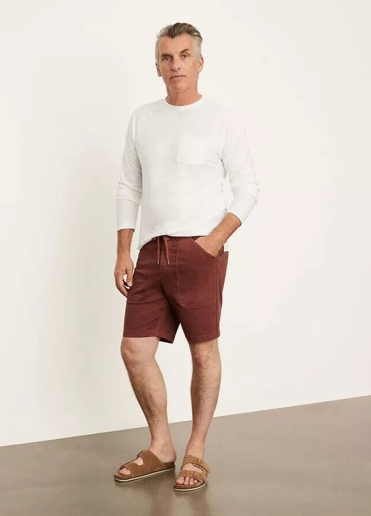 Translation missing: en.Vince Men's Garment Dye Canvas Shorts in Dk Burnt Fig-Size Large