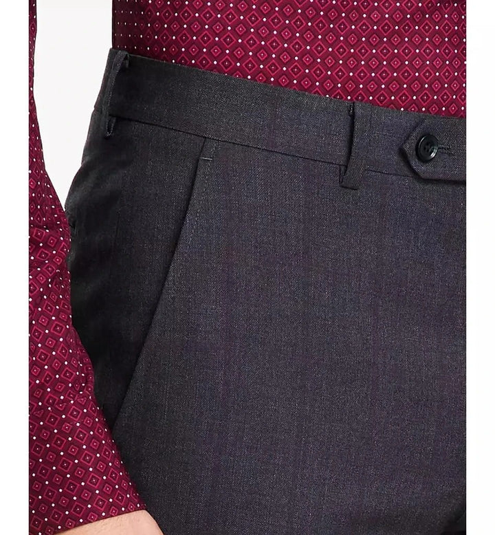 Translation missing: en.Alfani Men's Slim-Fit Windowpane Check Suit Pants in Grey Burgundy-30x32