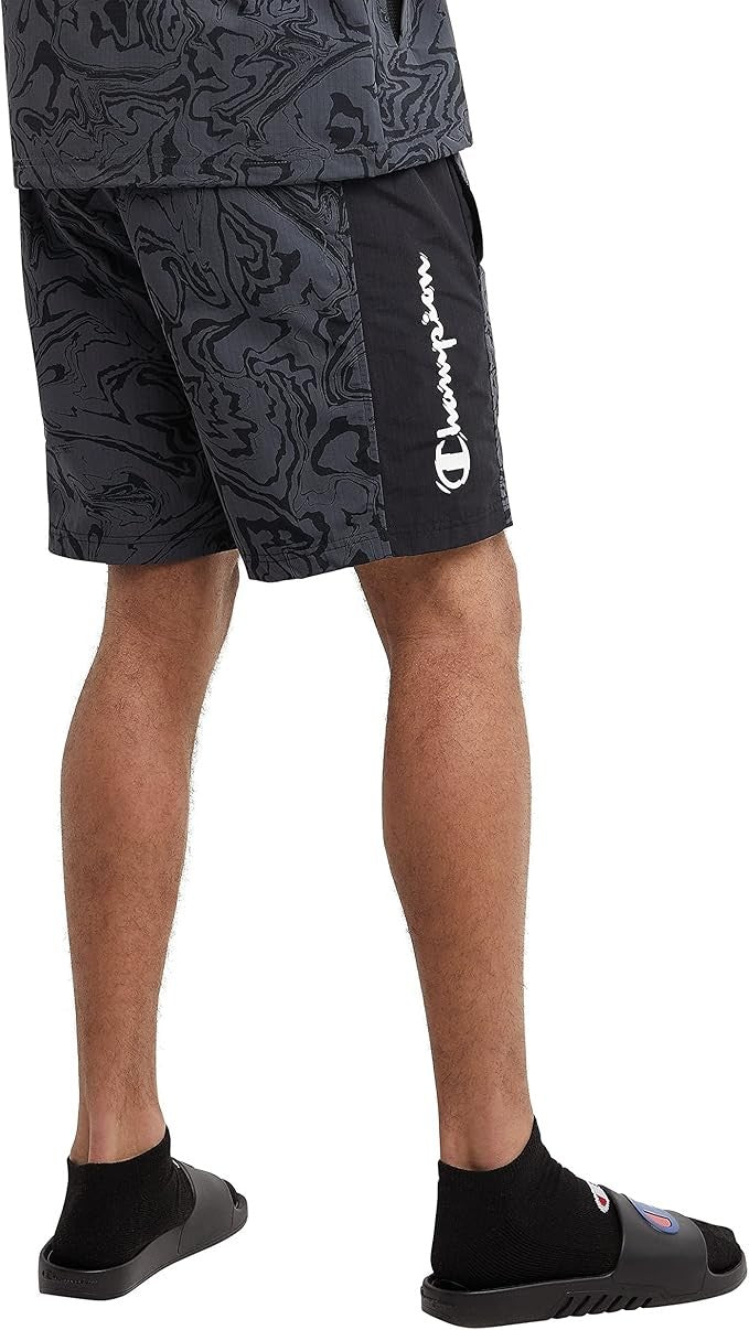 Translation missing: en.Champion Mens Hybrid Shorts, Black Marble, 7" Liquid Stealth/Black-XL