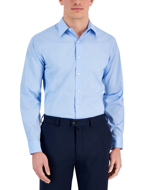 Translation missing: en.Club Room Men's Regular Fit Solid Dress Shirt Cotton Blend Placid Blue-14-14.5