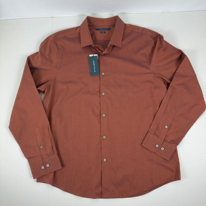 Translation missing: en.Perry Ellis Slim-Fit Spill Resistant Dobby Woven Shirt Potters Clay-2XL