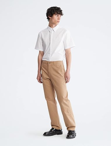 Translation missing: en.Calvin Klein Men's Slim-Fit Stretch Solid Shirt Short Sleeve Brilliant White-Med