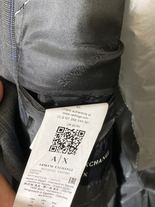 Translation missing: en.AX Armani Exchange Men's Modern-Fit Wool Plaid Blazer in Grey/Blue-38R