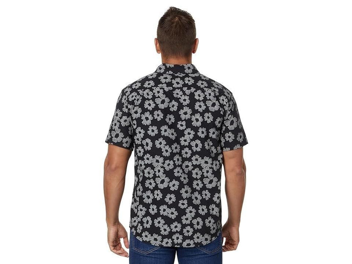Translation missing: en.RVCA Men's Slim Fit That'll Do Print Short Sleeve Woven Black Floral Shirt Large