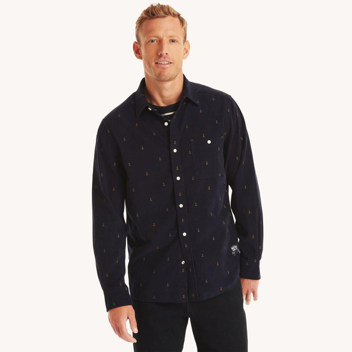 Translation missing: en.Nautica Men's Classic Fit Long Sleeve Corduroy Printed Shirt Navy Seas-Large