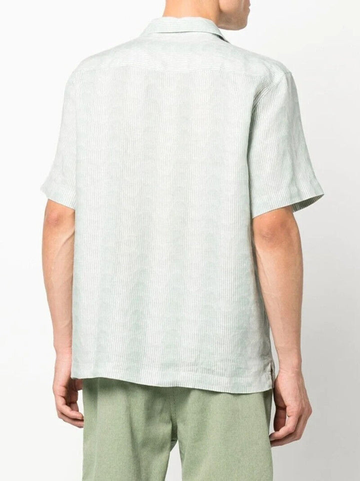 Translation missing: en.Frescobol Carioca  Men's Roberto Copacabana Sombra Print Linen Shirt Green-XL