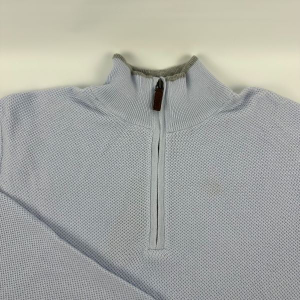 Translation missing: en.The Men's Store Cotton Birdseye Regular Fit Half Zip Mock Neck Sweater Blue-Med