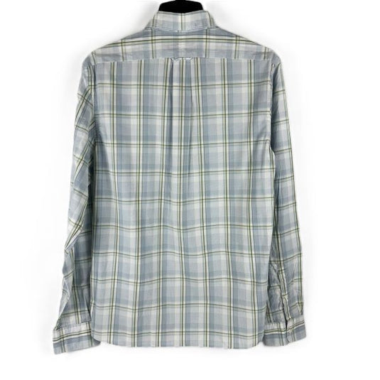 Translation missing: en.The Men's Store at Major Dept Store Casual Stretch Plaid Slim Shirt Blue Sage-XL