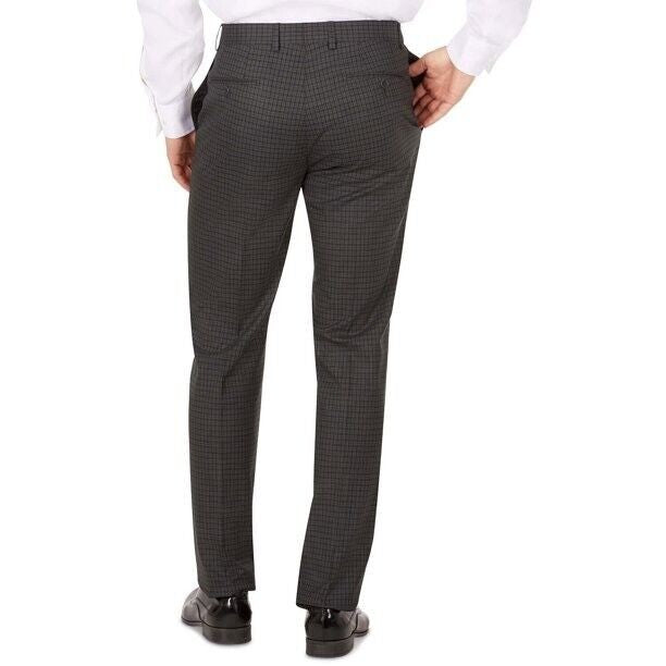 Translation missing: en.Calvin Klein Jerome Men's Slim-Fit Mini-Check Dress Pants in Charcoal-31/34