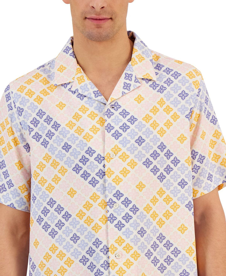 Translation missing: en.Club Room Men's Short-Sleeve Elevated Wick Leaf Medallion Shirt Multicolor-Small