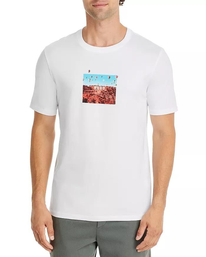 Translation missing: en.Hugo Men's Dupungato Cotton Hillside Graphic Logo Tee White-2XL