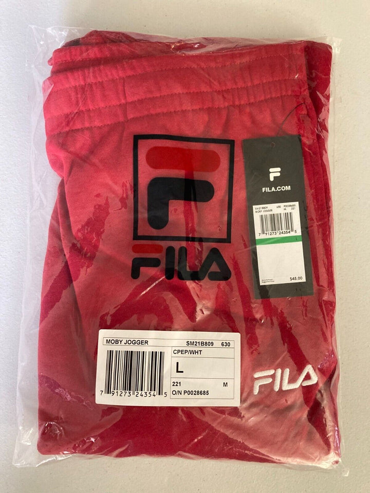 Translation missing: en.Fila Moby Men's French Terry Low Rise Joggers in Chili Pepper/White-Large