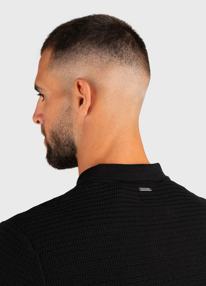 Translation missing: en.Guess Men's Raymond Short Sleeve Textured Polo Shirt Jet Black-2XL